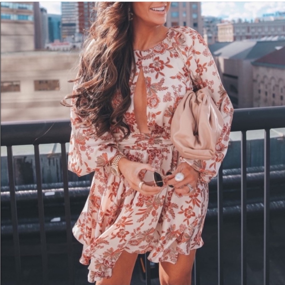 Misa Los Angelos Kara Long Sleeve Printed Mini Balloon Sleeve Dress